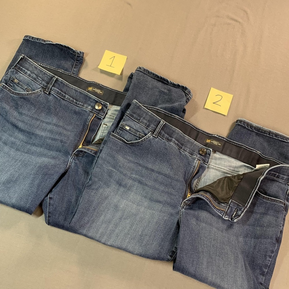 Lee Jeans Lot 2 Womens 22W PET Blue Mid Rise Straight Flex Motion 44x28 Workwear